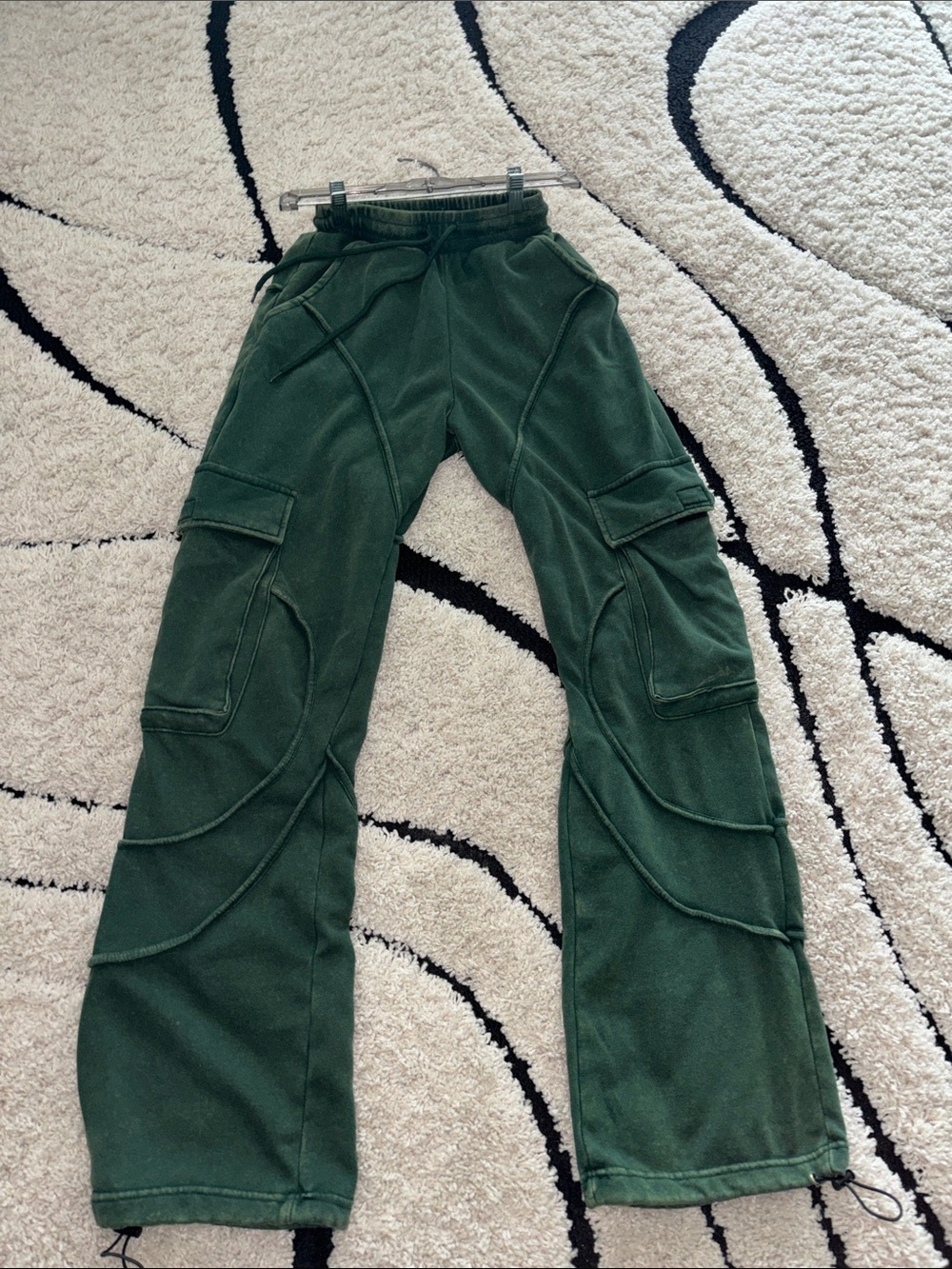 Fashion Nova Dark Green Cargo Joggers with Drawstring